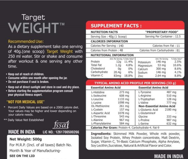 Best weight gainer target weight
